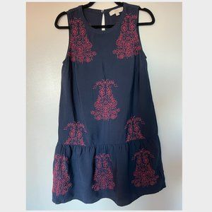 LOFT Floral Embroidery Dress with Flouce